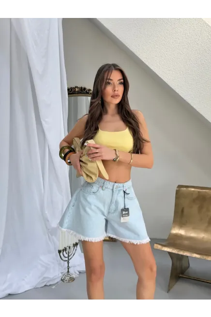 Likrasız Jean Şort