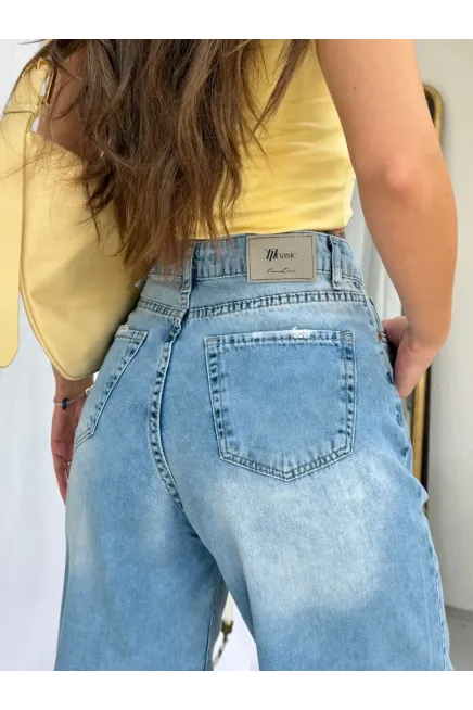 Likrasız Tensel Jeans Bermuda Şort