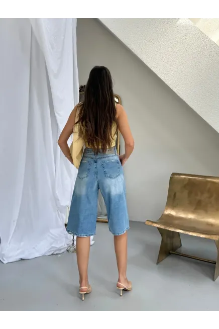 Likrasız Tensel Jeans Bermuda Şort