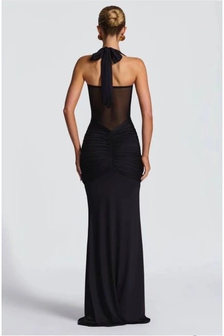 Modal Kumaş Likralı Drape Detay Maxi Elbise