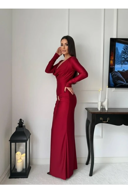 Modal Kumaş Metal Aksesuar Detay Maxi Elbise