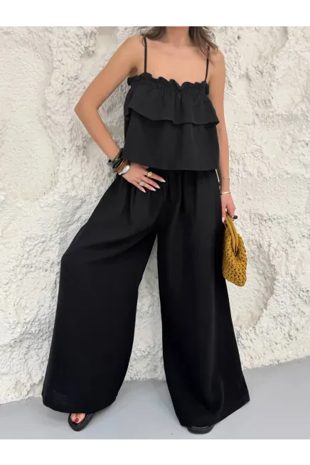 Müslin Kumaş Pantalon ve Askılı Bluz Alt Üst Takım