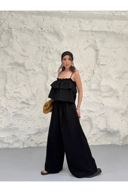 Müslin Kumaş Pantalon ve Askılı Bluz Alt Üst Takım