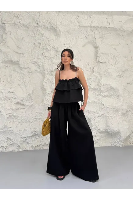 Müslin Kumaş Pantalon ve Askılı Bluz Alt Üst Takım