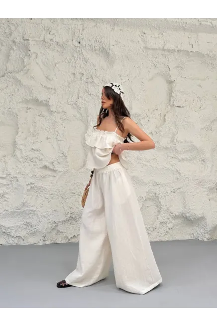 Müslin Kumaş Pantalon ve Askılı Bluz Alt Üst Takım