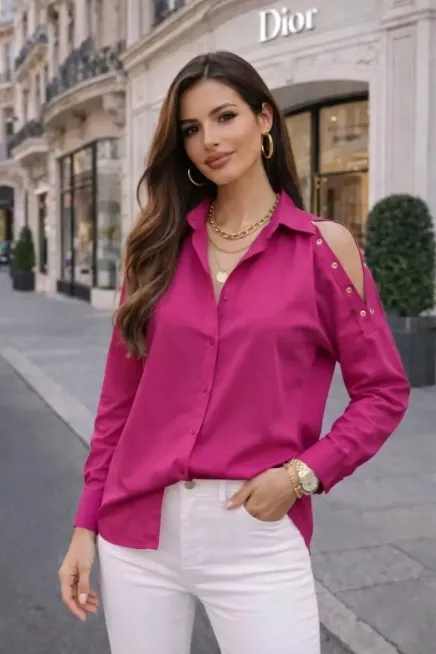 Omuz Çıtçıt Detaylı Poplin Gömlek