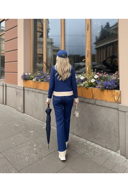 Oysh Kumaş Düğmeli Takım Lacivert