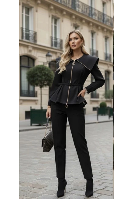 Pelerin Yaka Kemer Detaylı Gömlek