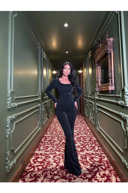 Simli Scuba Kumaş Sırt Detay Tulum