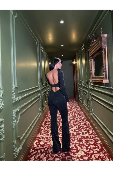 Simli Scuba Kumaş Sırt Detay Tulum