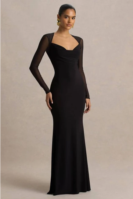 Sırt Dantel Detaylı Maxi Boy Elbise