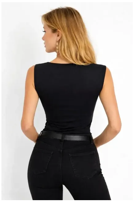 Siyah Dantel Transparan Detaylı Şık Bluz