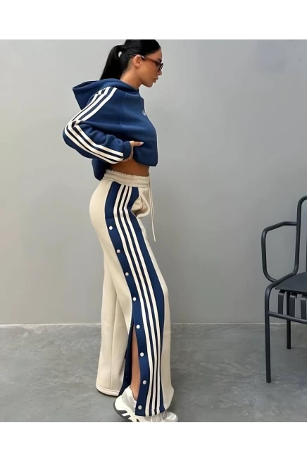 Skuba Kumaş Yanları Çıtçıtlı Takım Lacivert