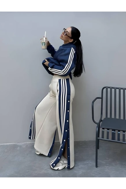 Skuba Kumaş Yanları Çıtçıtlı Takım Lacivert