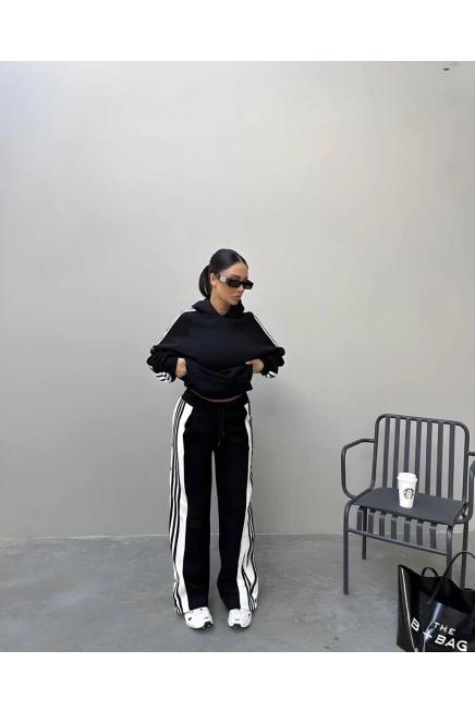 Skuba Kumaş Yanları Çıtçıtlı Takım Siyah