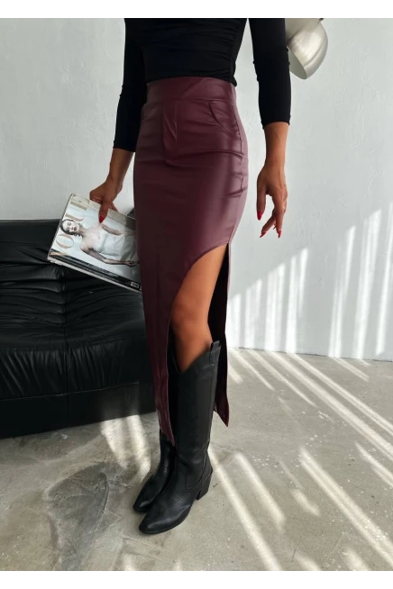 Yırtmaçlı Deri Etek