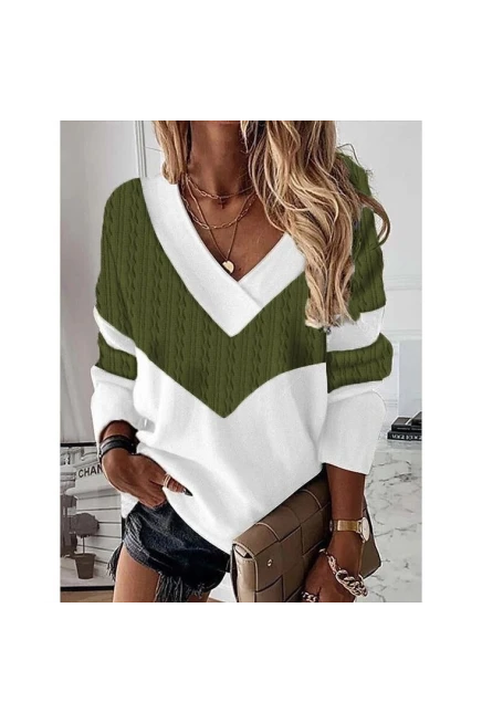 Zincir Desenli Haki Bluz