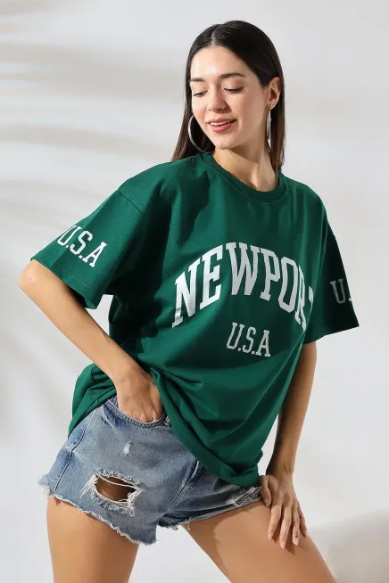 Baskılı Oversize T-shirt-cln1007-ysl