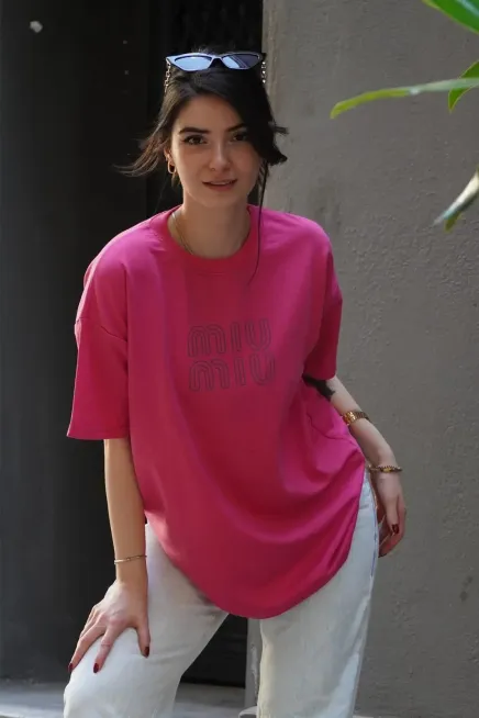 Baskılı Oversize T-Shirt-mıu1001-pmb