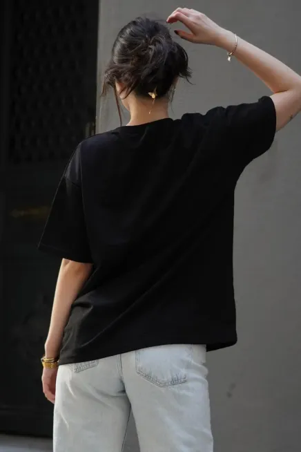 Baskılı Oversize T-Shirt-mıu1001-syh - 4