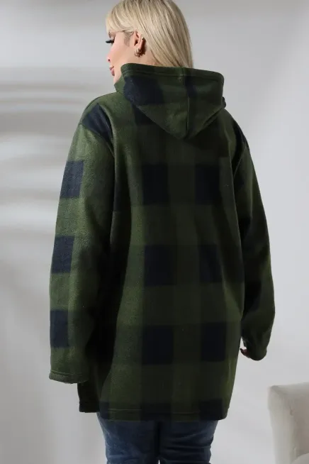 Büyük Beden Polar Sweatshirt-bykbdn-1002Haki - 4