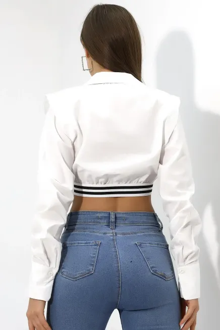 Crop Detaylı Poplin Gömlek-urtgmlk5-byz