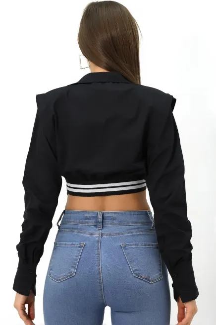 Crop Detaylı Poplin Gömlek-urtgmlk5-syh