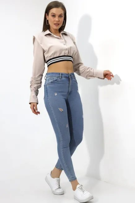 Crop Detaylı Poplin Gömlek-urtgmlk5-vzn - 4