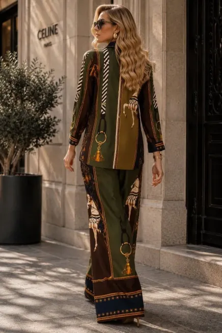 Desenli İthal Jessica Kumaş Takım Yeşil - 3