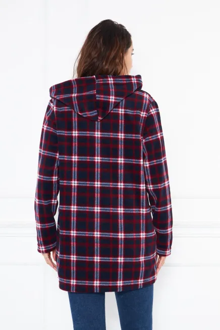 Fermuarlı Desenli Uzun Polar Hırka-nwplar1001-bordo