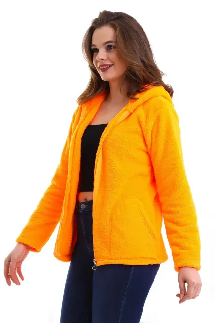 Fermuarlı Neon Polar Sweatshirt-noswet-1001Turuncu
