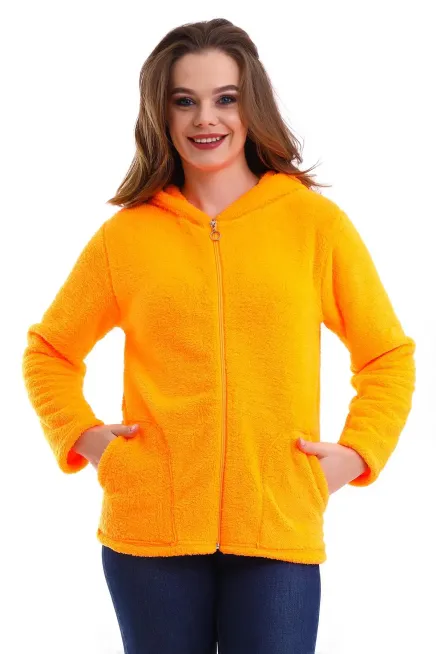Fermuarlı Neon Polar Sweatshirt-noswet-1001Turuncu