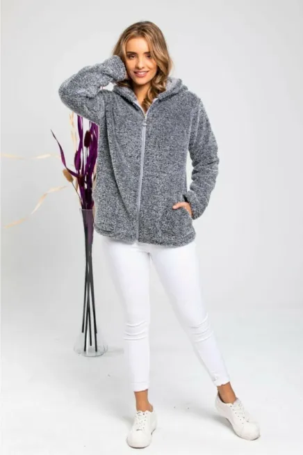 Fermuarlı Polar Sweat-plrsw-123-gri
