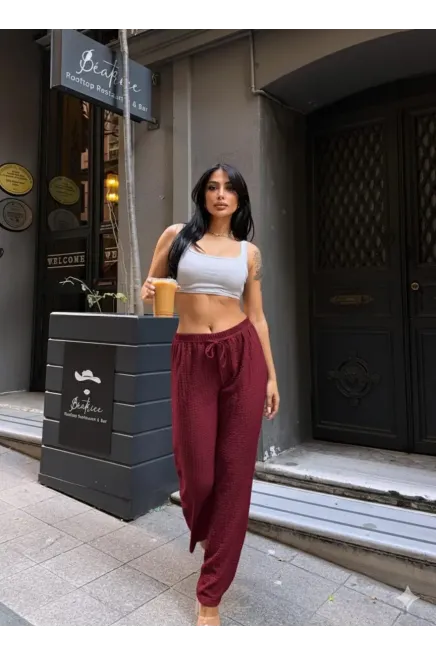 Gofre Bol Paça Pantalon Bordo-gfr1001-brd - 3