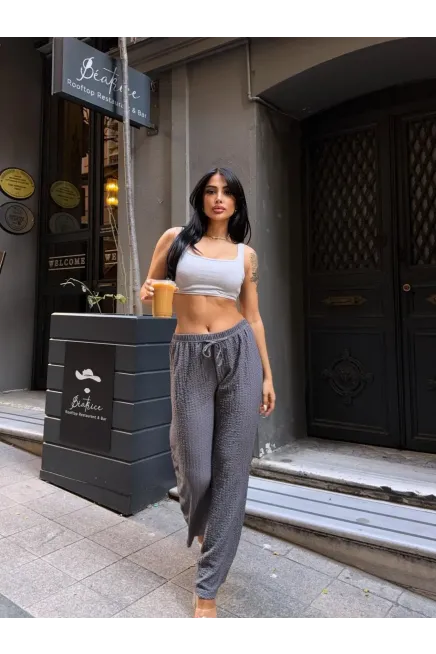 Gofre Bol Paça Pantalon Gri-gfr1001-gr