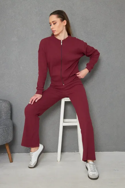 Kaşkorse Pantolon Bomber Ceket Alt Üst Takım Bordo