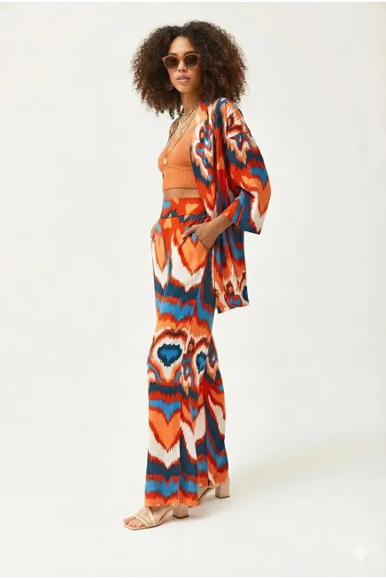 Kimono Pantalon Alt Üst Cepli Takım-lkr101-tr