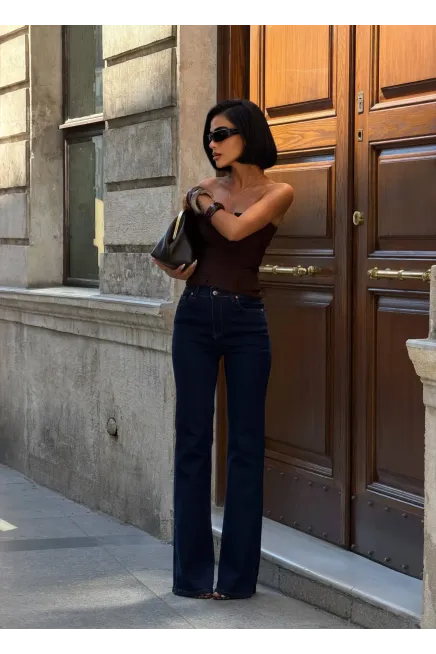 Likralı Bootcut Flare Jeans Lacivert