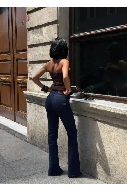 Likralı Bootcut Flare Jeans Lacivert - 4