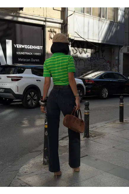 Likrasız Geniş Paça Paça Jean Siyah