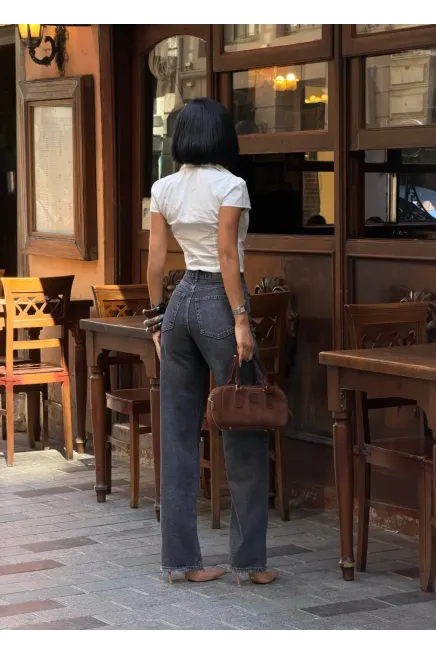 Likrasız Wide Leg Jeans - 3