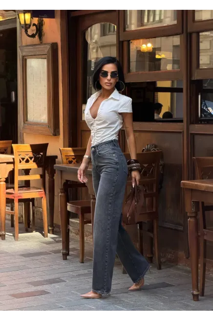 Likrasız Wide Leg Jeans