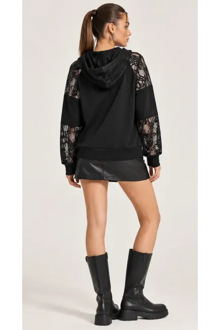Modal Kumaş Dantel Detay Sweatshirt