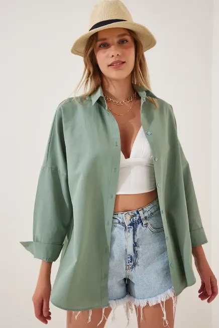 Oversize Uzun Basic Gömlek-3900gmlk-çy