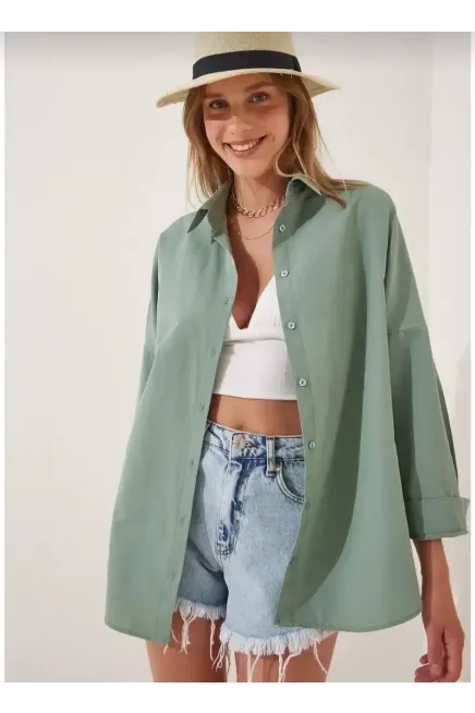 Oversize Uzun Basic Gömlek-3900gmlk-çy