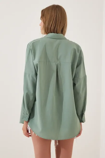 Oversize Uzun Basic Gömlek-3900gmlk-çy