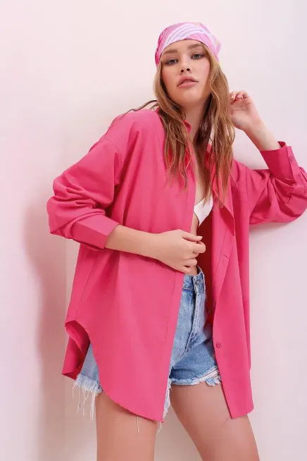Oversize Uzun Dokuma Gömlek-cln1020-fsh