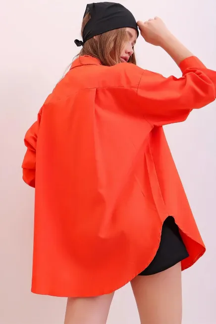 Oversize Uzun Dokuma Gömlek-cln1020-trn