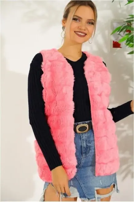 Peluş Suni Kürk Yelek-krkylk-110-pmb