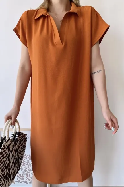 Polo Yaka Kısa Kol Elbise-700-2883-kr - 2